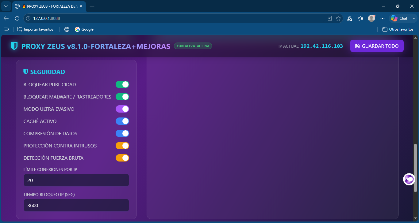 Caché y optimización de Proxy Zeus