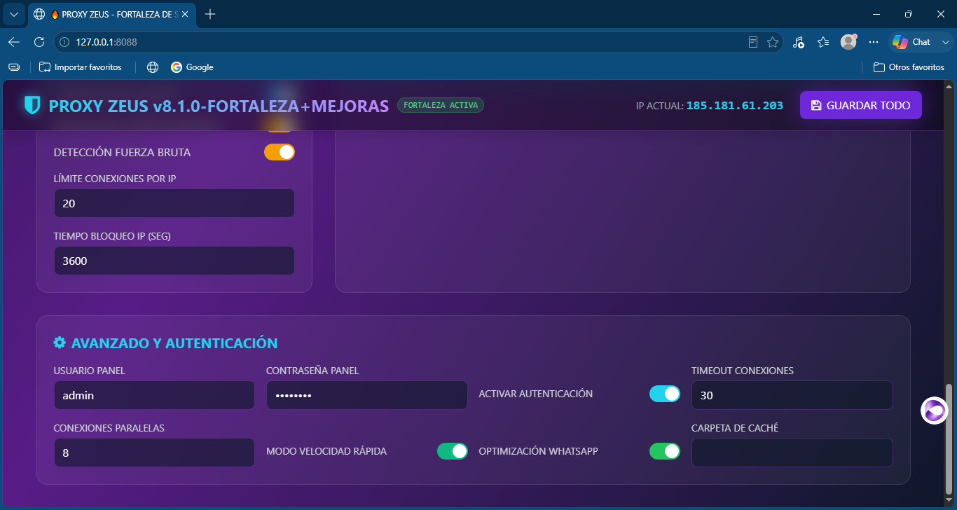 Licencia y terminal de Proxy Zeus